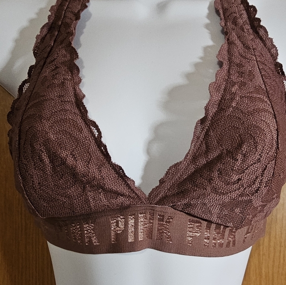 PINK Victoria's Secret Mauve Lace Halter Bralette - Picture 12 of 14